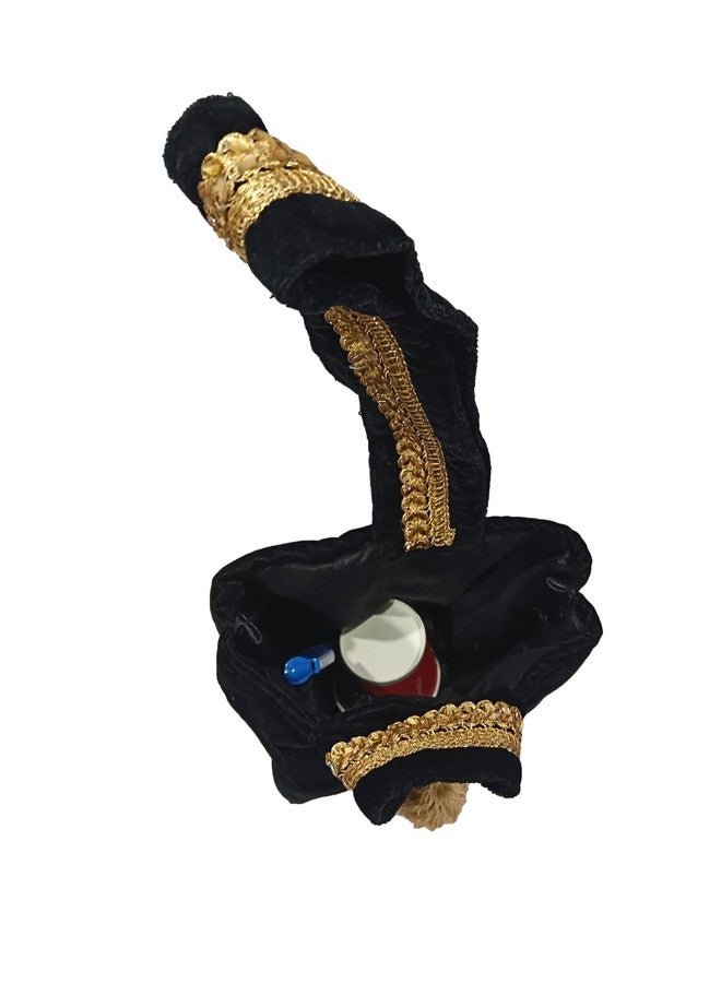 athizay Ethnic Handbags for Women Regal Velvet ladies potli Bag Studded with Lace Work Strap with Golden Tassel Embelishment (Dark Black, Gold) - Image 3
